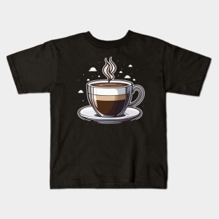 Hot coffee cup with clouds Kids T-Shirt